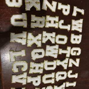 Gold and White Alphabet Patches